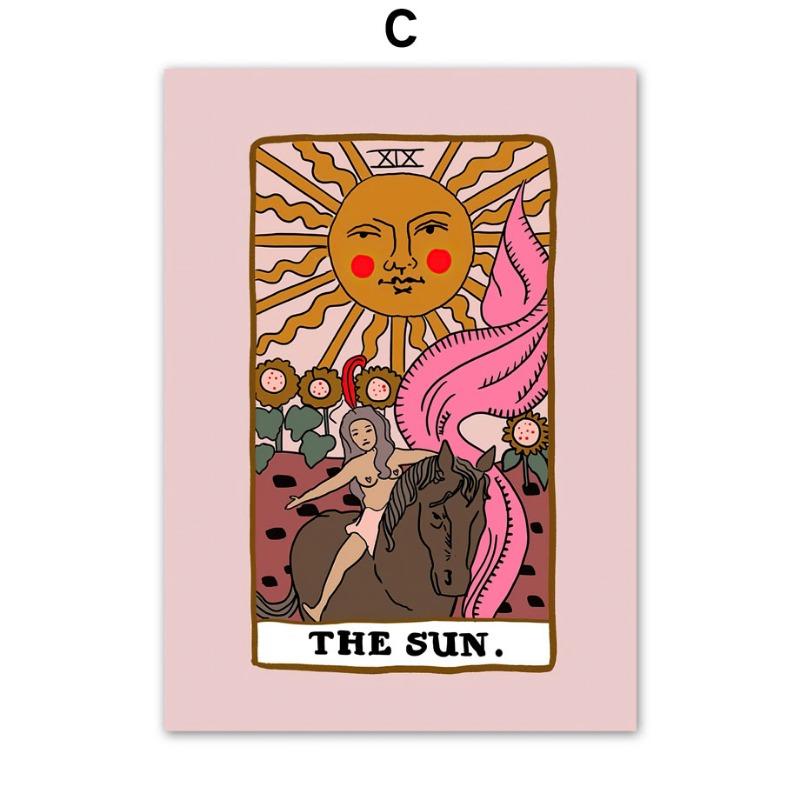 Retro Lover Tarot Card Wall Art Canvas Painting Vintage Posters And Prints 70s Wall Pictures For Living Room Home Decoration