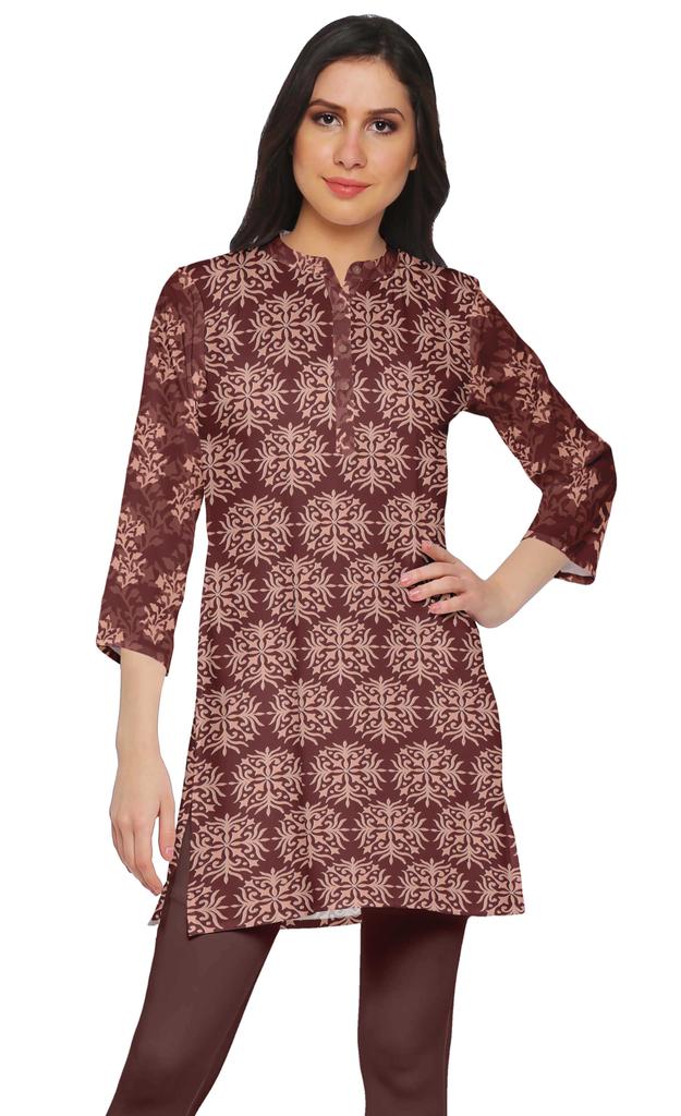 Moomaya Printed Side Slit Short Kurta Tunic For Women Summer Wear Ladies