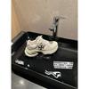 Cowhide Heightening 7.5cm Cross Flower Platform Casual Sports Shoes Female Dad Shoes Running Shoes
