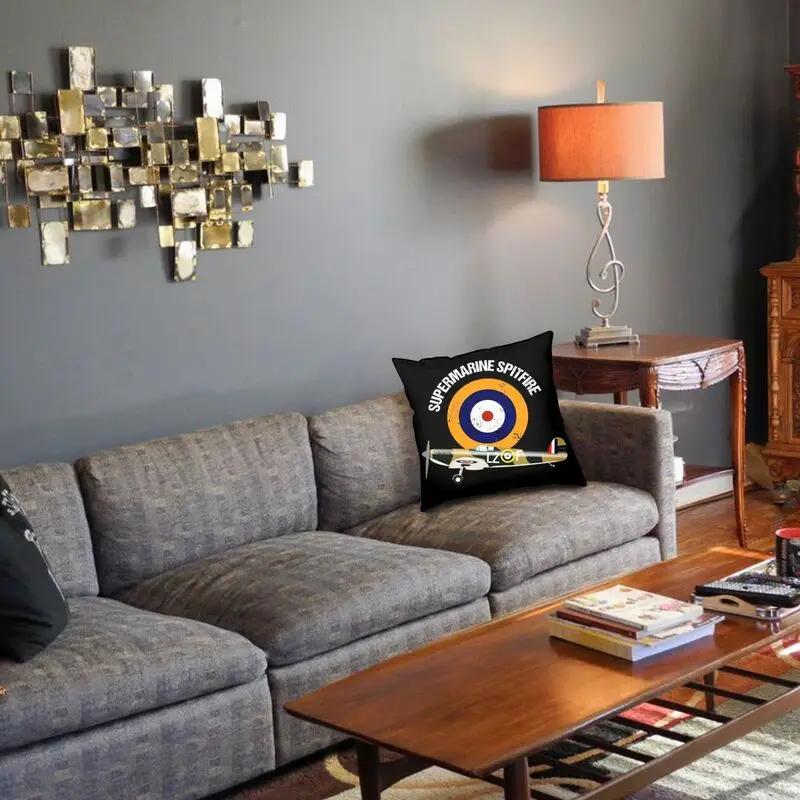 Supermarine Spitfire Povlak na polštář RAF Warbird Vojenský Letadlo Letadlo WW2 Pohovka Potah na polštář Domácí dekorace Sametový povlak na polštář