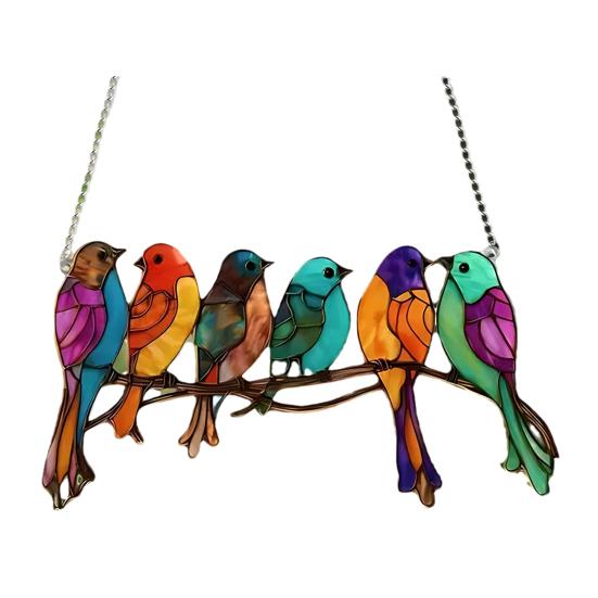 Yousheng Colorful Birds Sun Catcher Acrylic Hanging Ornament Stained Glass Style Suncatcher Bird Lovers Gift for Home Window Decor Garden Porch