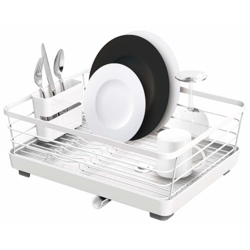 Asvel Silicone Dish Drainer, White, 30.4 x 38.8 x 14.6 cm, Poze Double-Coated Wide Dish Drainer
