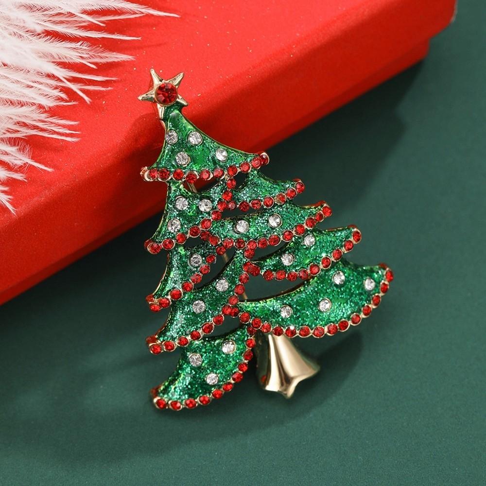 Zinc Zinc Alloy Christmas Tree Brooch Shiny Xmas Holiday Jewelry Festive Lapel Pin Xmas Gifts