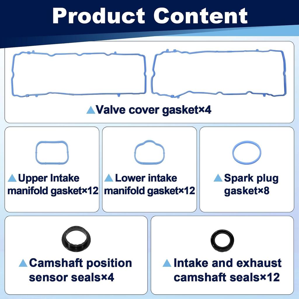 2Set 3.6L VS50805R Valve Cover Intake Manifold Gasket Compatible with Jeep Dodge Wrangler Cherokee Chrysler 200 300 Challenger Charger Durango