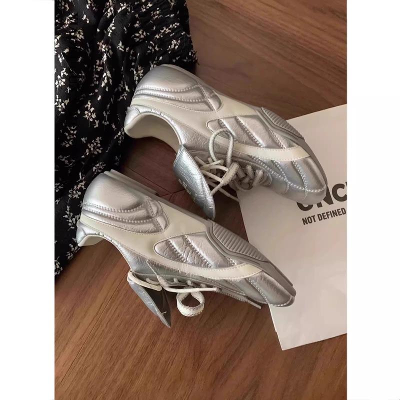 

Women s spring new women s shoes retro flat-bottomed flip casual sports shoes little white shoes 40 серебряный