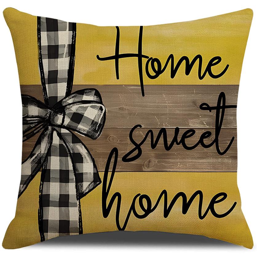 New Sunflower Pillow Cover Linen Print Summer Bee Pillow Cover Living Room Sofa Cushion Cover