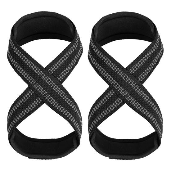 1 Pair Figure 8 Lifting Strap Men Women Anti-Slip Padded Weightlifting Grip Band Bodybuilding Powerlifting Strength Training Gym Deadlifts Wrist Strap