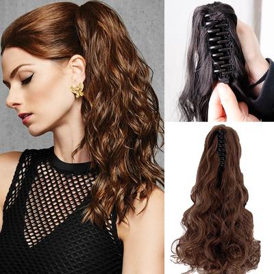 16inches Ladies Claw Clip Hair Wavy Extension Natural Material Synthetic Heat-resistant Chemical Fiber Artificial Ponytail