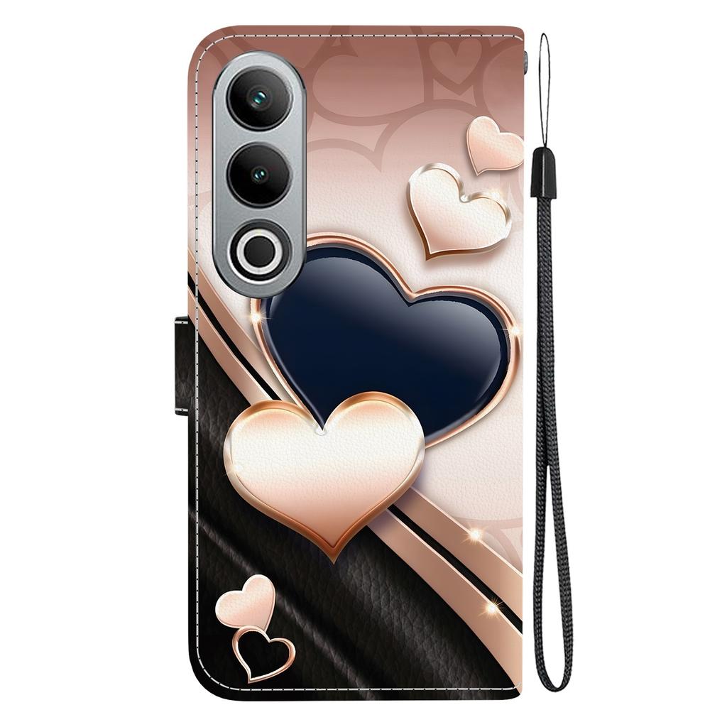 Handgefertigte PU-Leder-Klapphülle für OnePlus Nord CE4 Rutschfeste stoßfeste Hülle mit Handschlaufe & Herz-/Rosen-Katzen-Designs