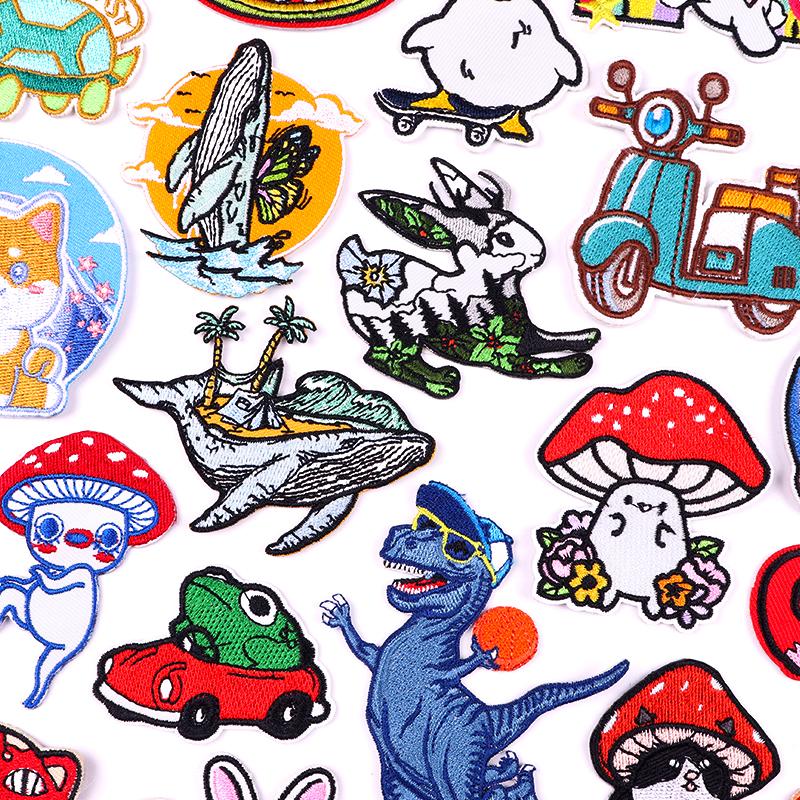 Patch Lapin Dinosaure DIY Patchs Animaux Drôles Brodés Pour Vestes Couture Applique Patch Dessin Animé Patchs Thermocollants Pour Vêtements