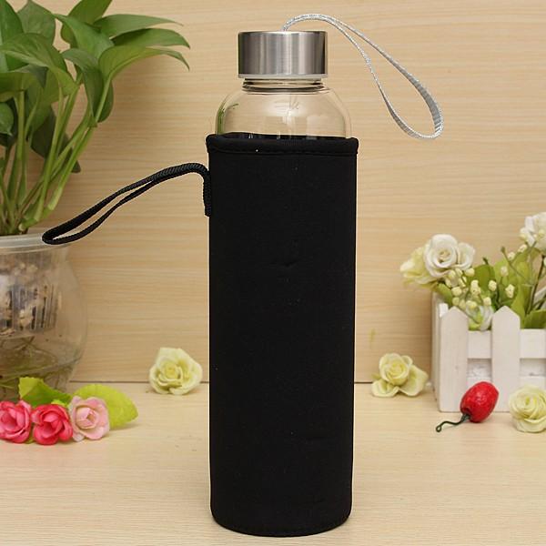 550ml Universal BPA Free High Temperature Water Bottle Resistant Glass Sport With Tea Filter Infuser Bottle Jug Protective Bag