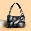 2025 Fashion Knitted Large Capacity White Grid Shoulder Tote & Backpack