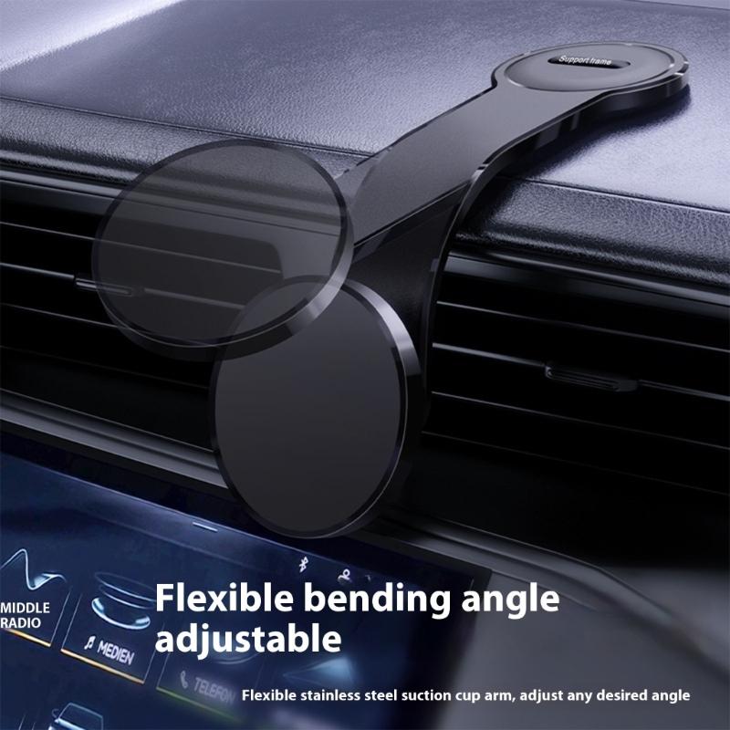 Adjustable Car Phone Holder Rack Stand Strong 1.8KG Suction Magnetic Base Heatproof Adhesive For Multiple Angle Viewing