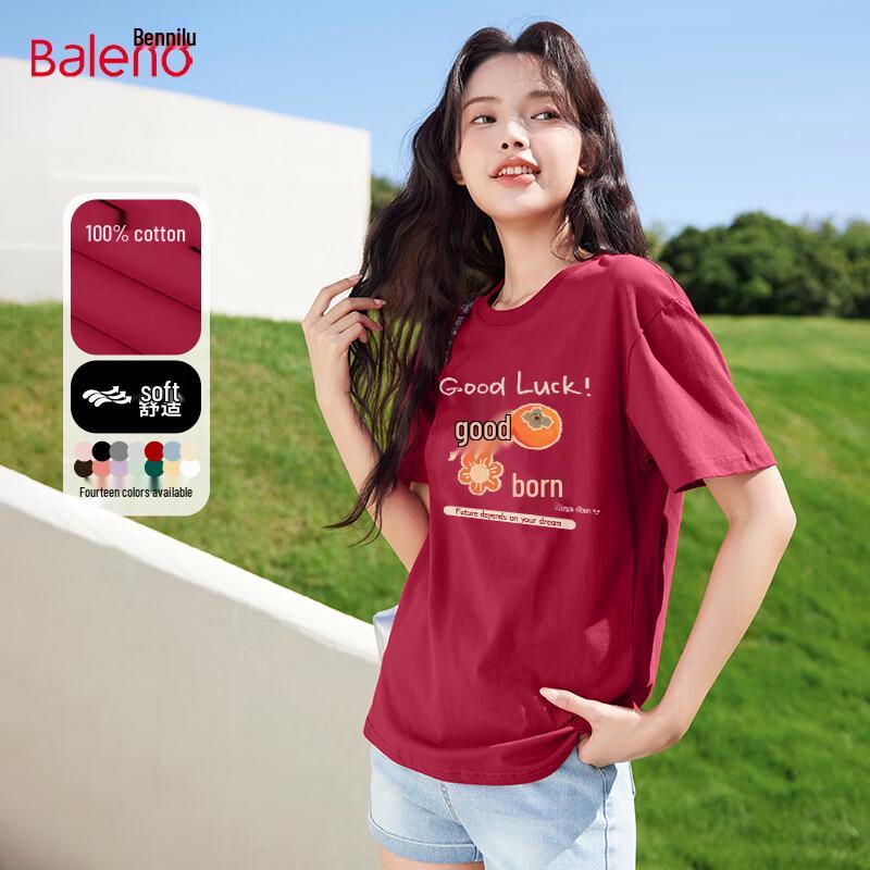 Baleno Women s 100% Cotton Good Luck Blessing T-Shirt M