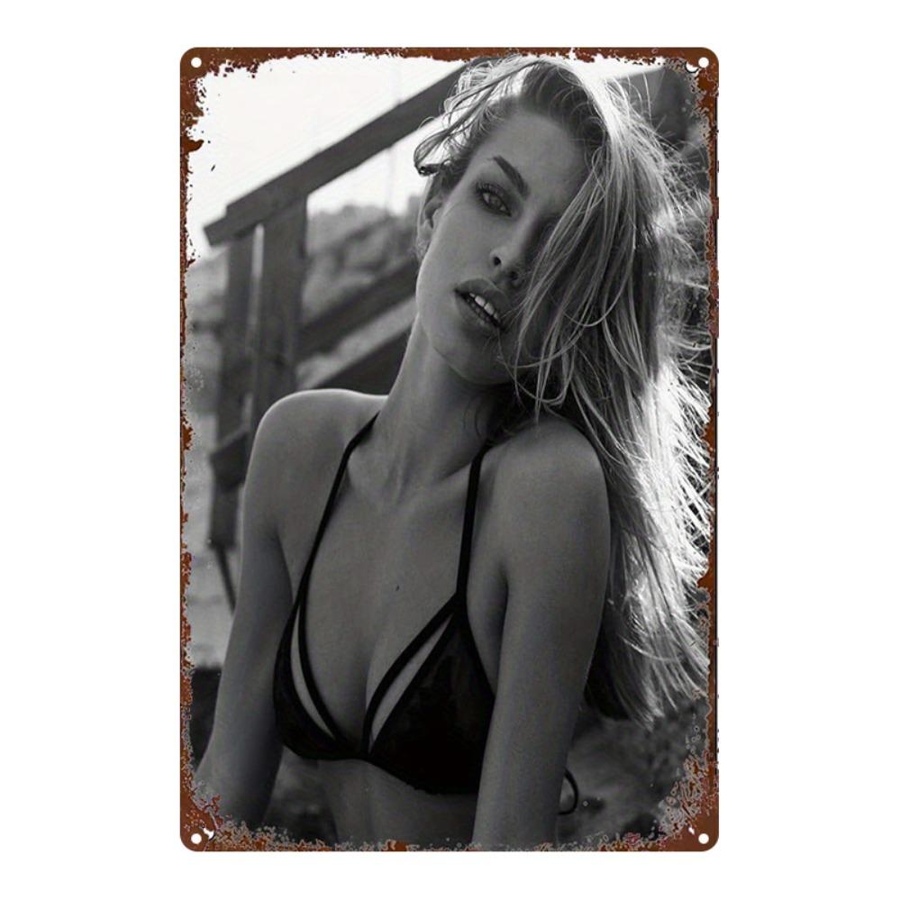 

D PC Vintage Beach Girl Metal Sign x Inch Wall Art for Bar Garage Cafe 20x30cm（7.8x11.8inch）