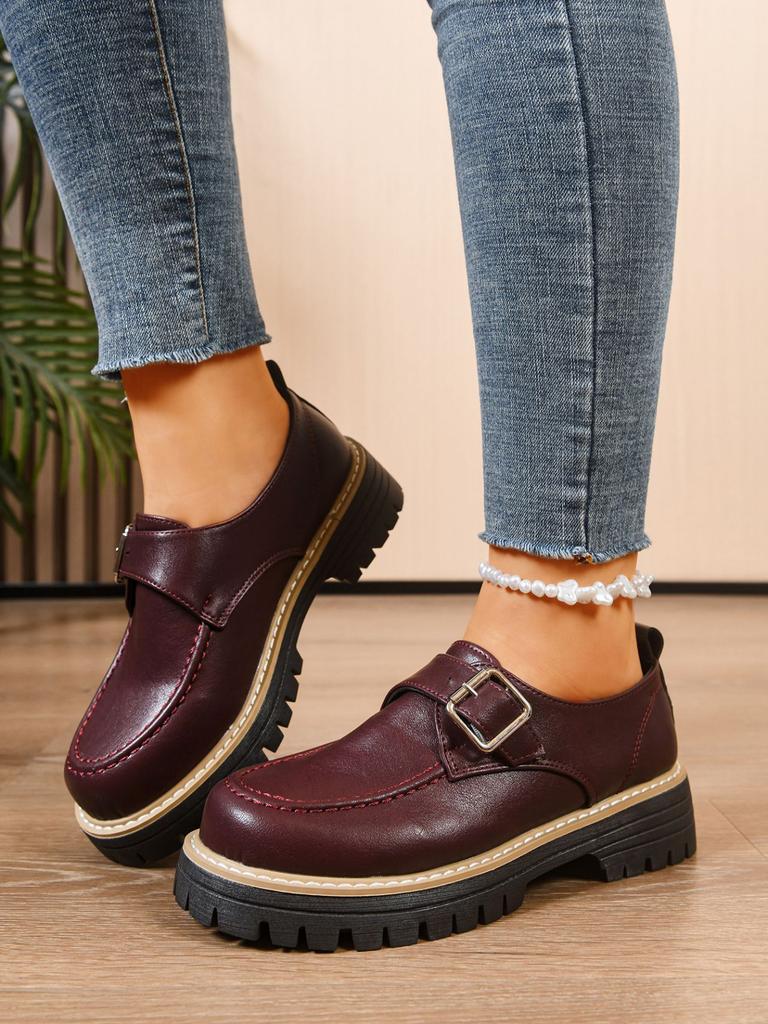 Duży Rozmiar Jesienne Damskie Mokasyny na Grubej Podeszwie Styl Brytyjski Gruba Podeszwa Odporne na Ścieranie Codzienne Skórzane Buty Zapatos De Mujer