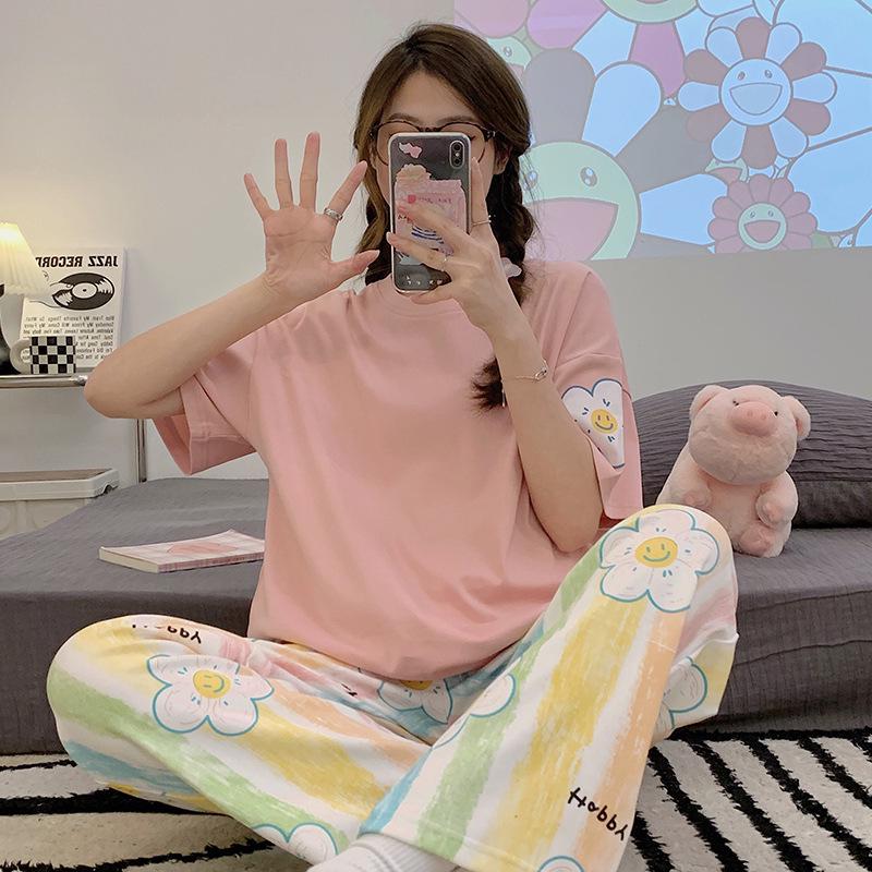 Women's Korean Style Summer Cartoon Homewear Set