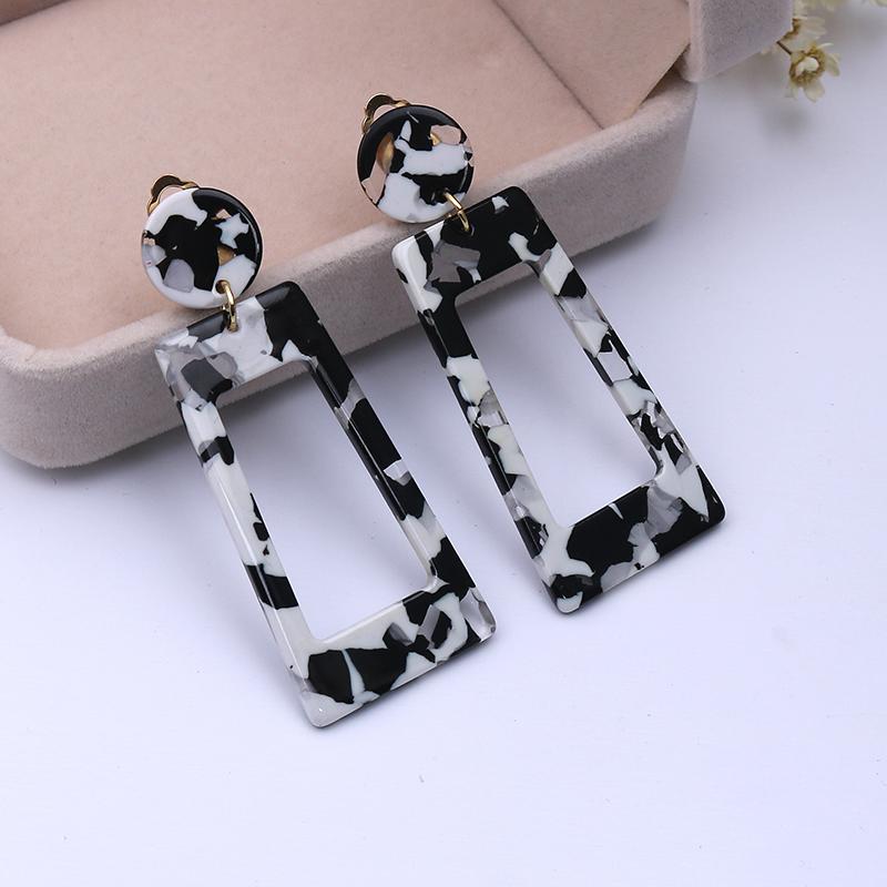 Fashion Tortoise Colorful Clip on Earrings Leopard Acrylic Long Geometric Square Circle Without Piercing Clips for Women