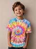 New Tie-Dye Kids outfitChildren's T-shirt Kids Clothes Short Sleeve T-Shirt Summer Children Top Round Neck Children's Clothing