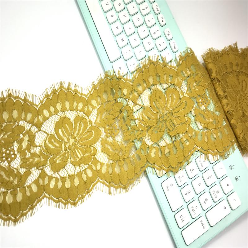 

( 2 Colors ) 3m x 15cm French Chantilly Lace, Non-stretch Eyelash Lace Fabric for Sewing, Bra, Underwear, Lingerie, Dress, Garment, Crafting 3 meters x 15 cm