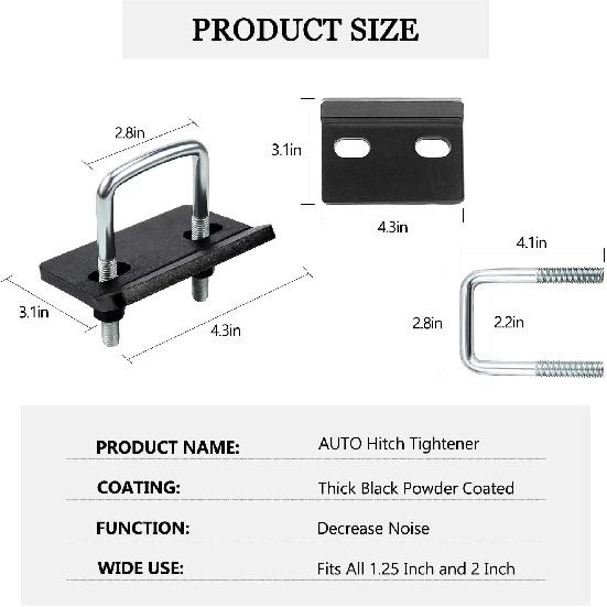 Cenipar Hitch Tightener Anti-Rattle Stabilizer For 1.25" And 2" Hitches Used In Heavy Duty Steel Trailer,Hitch Tightener Clamp Eliminating Rocking