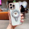 For Magsafe Plating Love Heart Bracket Wavy Case For iPhone 17 Air 16E 15 14 13 12 11 8 Pro Max Plus Magnetic Stand Holder Cover