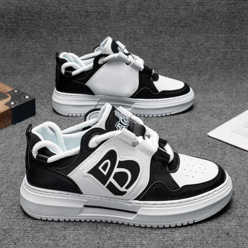 Men's Korean Trendy Versatile Breathable Casual Height-increasing Platform White Skate Sneakers for Students