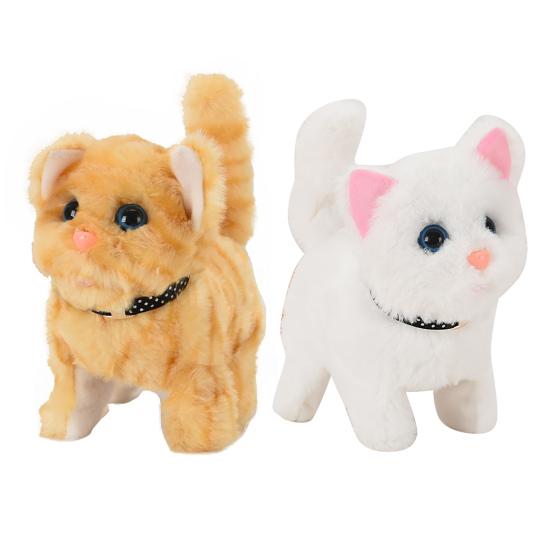 Electric Plush Cat Cognitive Ability Interactive Fine Workmanship Barking Walking Electric Cat Plush Toys for Kids