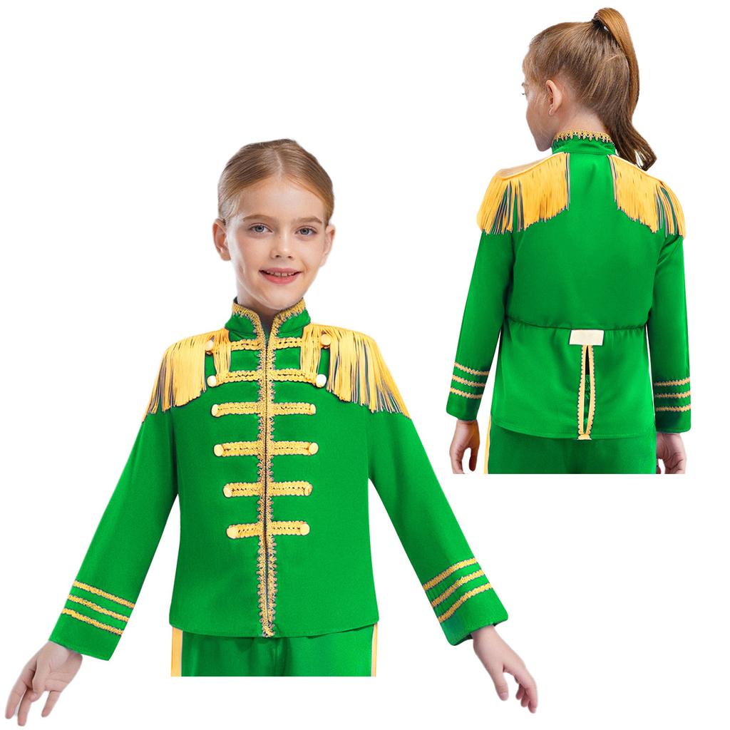 Kids Rock Band Cosplay Outfit - 1960s British Star Gold Lace Long Sleeve Shirt for Music Theme Party