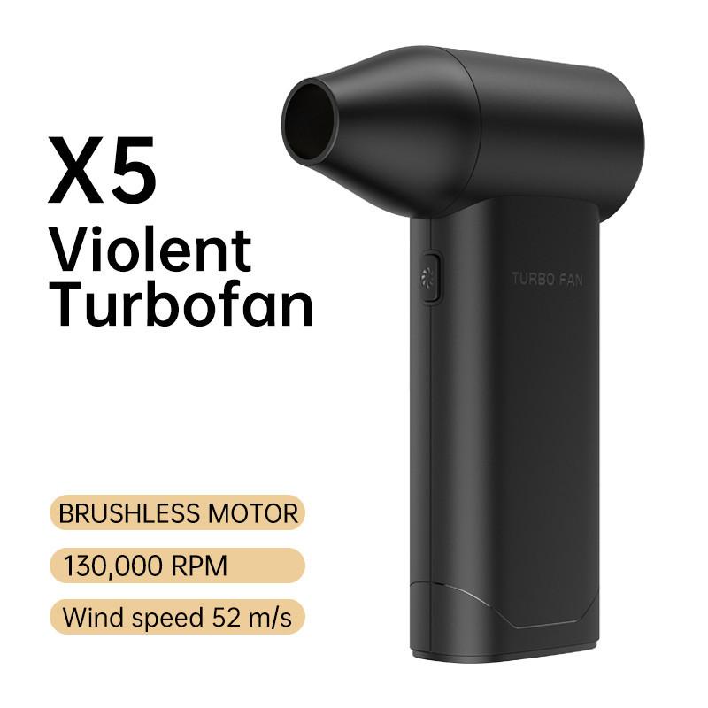 X5 Turbo Jet Fan 130000 RPM Electric Air Blower Powerful Large Wind Hair Dryer High-Speed Turbo Handheld Mini Blowe Black/Whiter