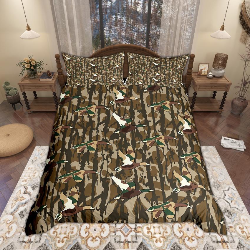 

Comforter Homewish Rustic Mallard Duck 2Pcs/3Pcs Vintage Camouflage Bedding Retro Lodge Cabin Bed Set Comforter (quilt)-EU Single(135*200cm)3pcs