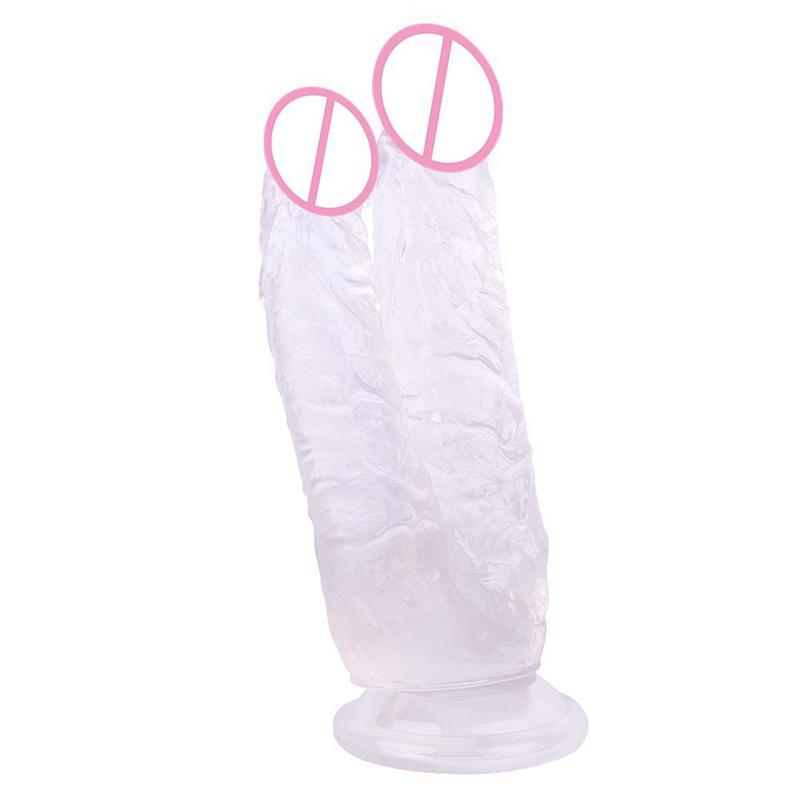 Double Dildos Female Masturbation Double Penetration Both Vagina and Anus Big Penis with Suction Cup Sex Toy Strap On Two Dildo