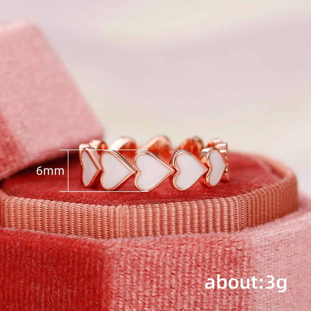 Huitan Fashion Women Heart Love Rings Sweet Girls Finger Accessories Daily Wear Party Statement Rings Exquisite Birthday Gift