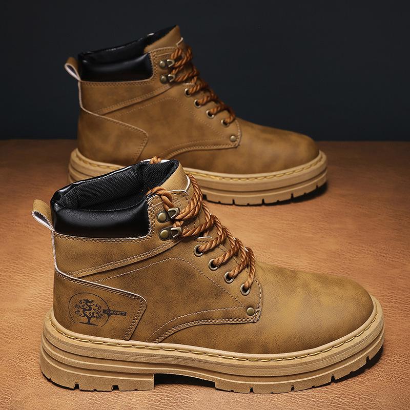 Summer High-top Martin Boots Men's Trend Versatile Platform Casual Leather Shoes Tooling Board Shoes Trendy Shoes Men