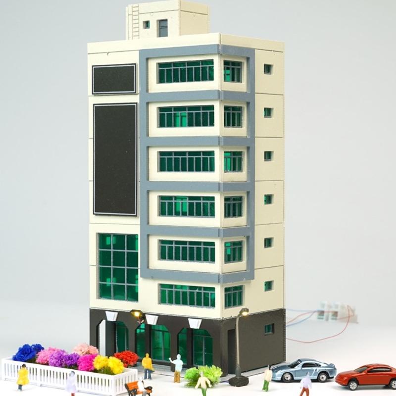 1/150 Scale Building Dioramas Model Outdoor City Railway Layout Street Building Model Gift Outland Scene for Sand Table