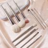 Champagne Gold Soft Bristle Makeup Brush Set - Stippling, Blush, Contour, Loose Powder Brushes with Animal Wool.
