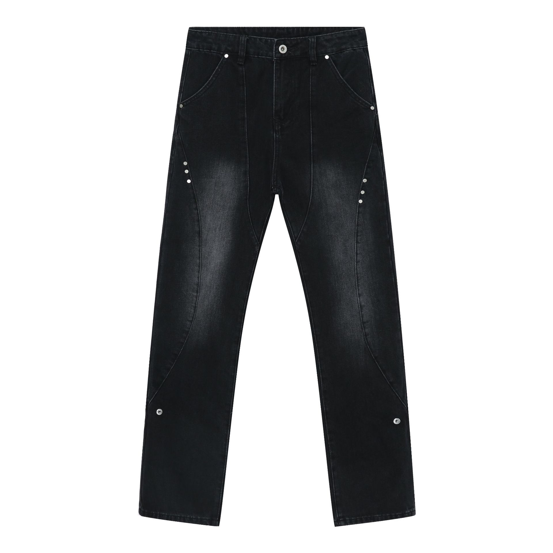 

Длинные брюки Функциональные джинсы Мужские High Street Design Sense Узкие свободные черные повседневные брюки Прямые свободные джинсы для мужчин Модные и удобные XL черный серый