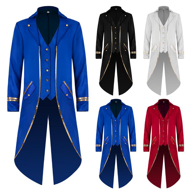 Men's Steampunk Victorian Jacket Gothic Tailcoat Costume Vintage Tuxedo Coats