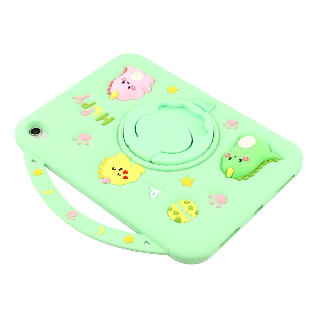 For iPad (2025)/iPad 10.9 (2022) Silicone Case Rotating Kickstand Hand Grip Cute Tablet Cover