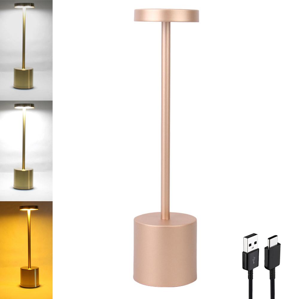 Aluminum Alloy Decorative Table Lamp LED Waterproof Rechargeable Night Light Touch Dimming Bar Living Room Reading Camp Light