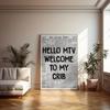 1 Stück "Hello MTV Welcome to My Crib" Retro 70er Jahre Typografie Poster, Art Deco Klassisch Modern Stil, 19.7x27.5in Rahmenlos Tinte Leinwand