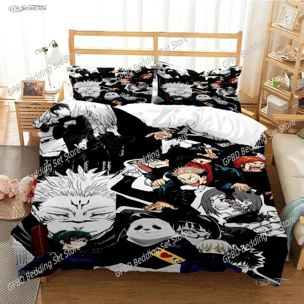 Cartoon Anime Jujutsu Kaisen Duvet Cover Comforter Bedding Set Soft Quilt Cover and Pillowcas for Teens Single Double Queen King
