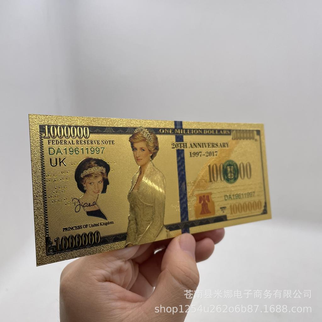 Plastic gold foil Elizabeth Diana Marilyn Monroe commemorative coin gold foil banknote currency queen portrait creative coin