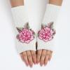 New Autumn and Winter Women's Knitted Woolen Sleeve Sleeves Half Finger Exposed Gloves Fashionable and Warm Short Wrist Guards Flower Gloves