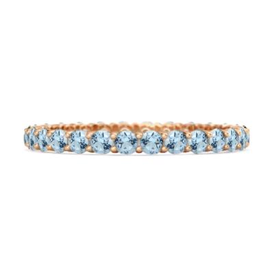 Blue Topaz Full Eternity Ring -925 Sterling Silver Rose Gold Vermeil