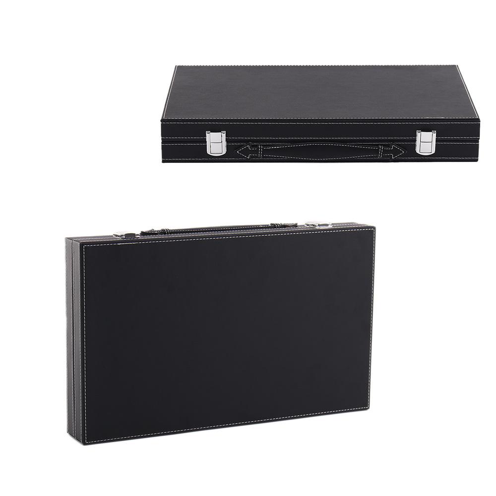 Portable PU Leather Backgammon Game Set with Piece Holder