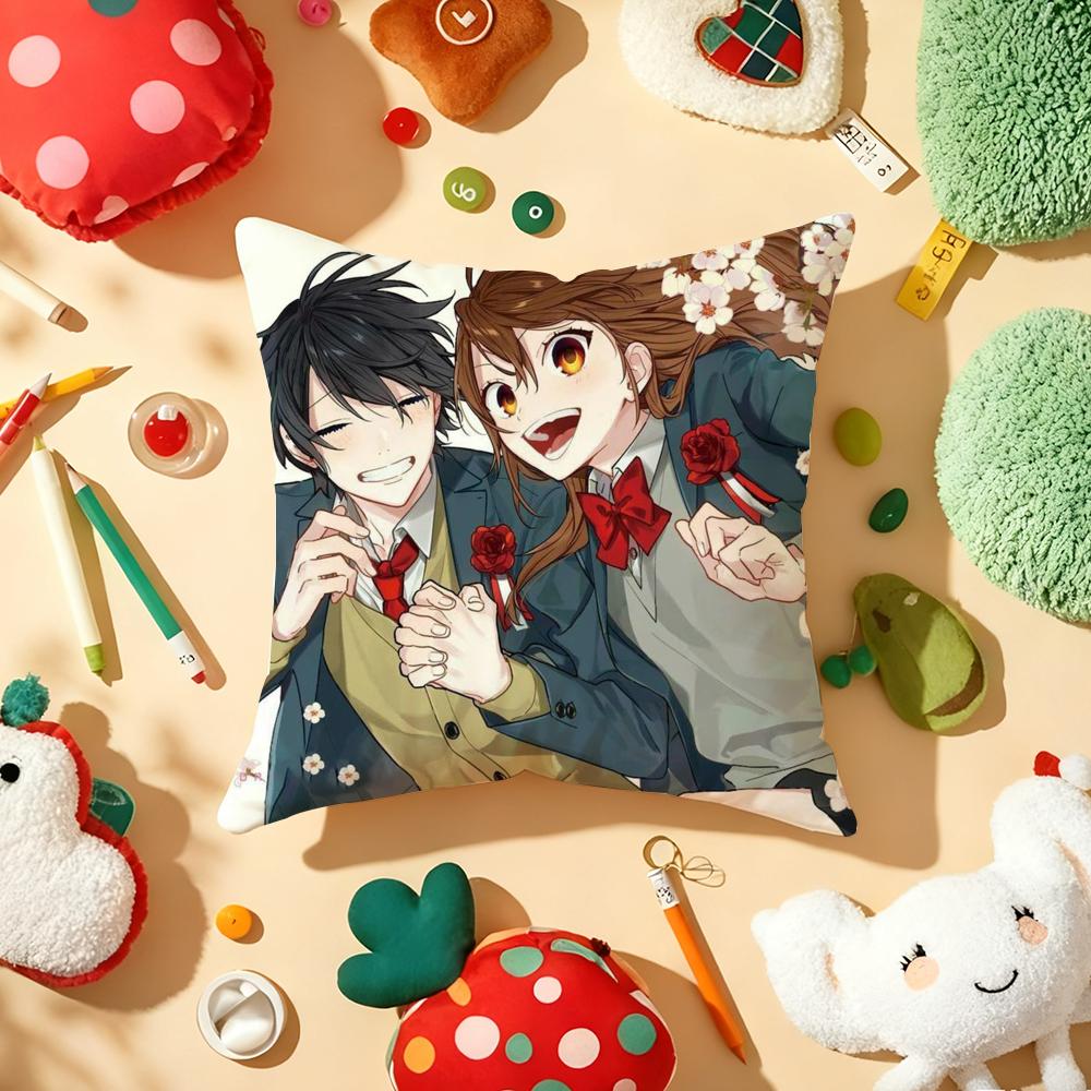H-Horimiya Anime Cushion Cover Plush Fabric Soft Double-Sided Printed Sofa Warm Winter Home Gift Pillow Cover