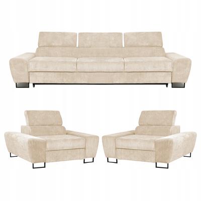 Savio Living Room Lounge Set Sofa 3-seater Armchairs Beige Family Furniture