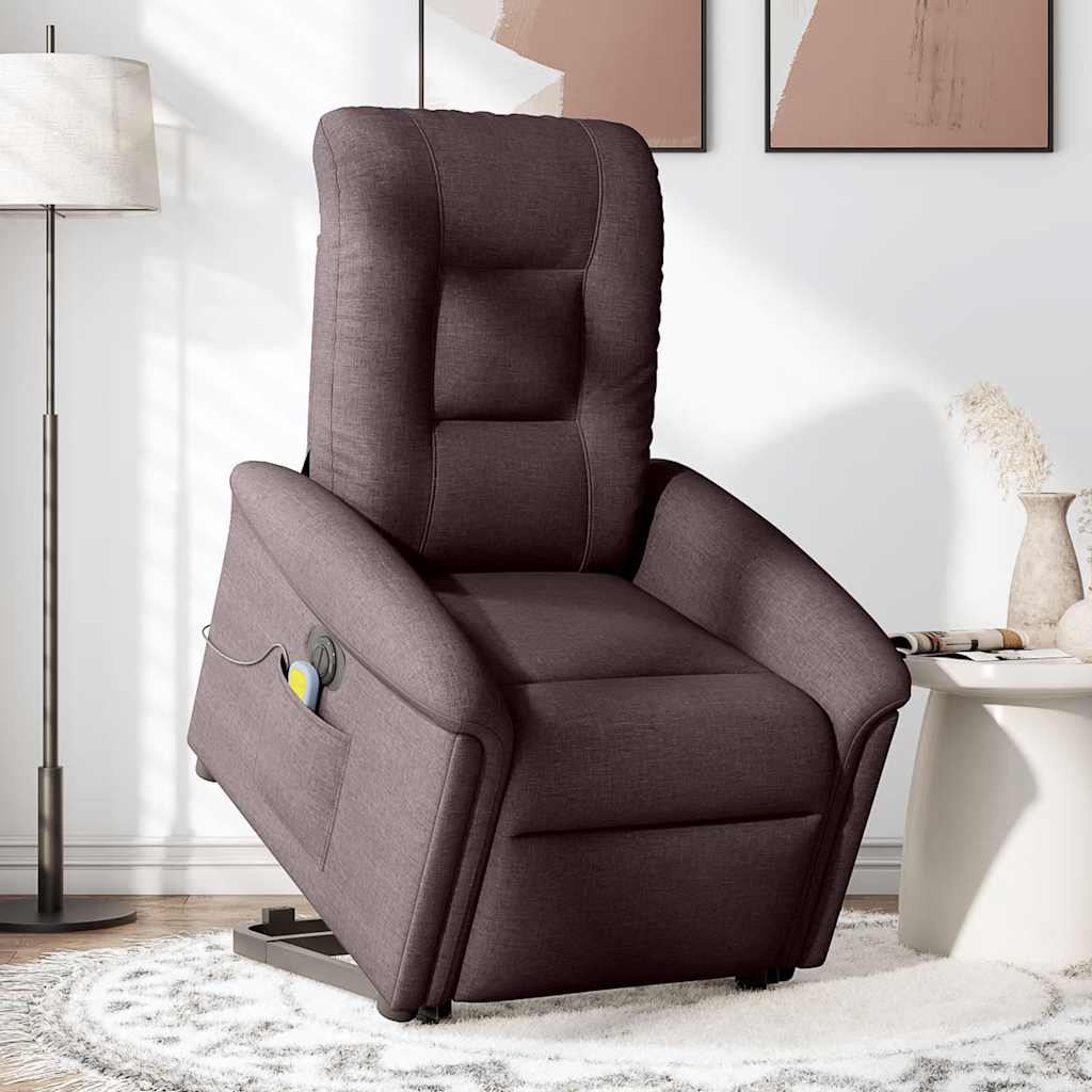 Electric Massage Recliner with Rising Function Dark Brown Fabric