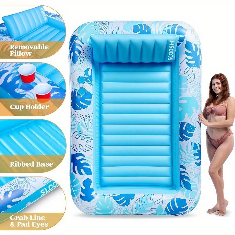 Raft Flutuante Joyfy 4 em 1 Piscina Inflável para Bronzeamento Cama de Sol Lounge para Festa na Água de Verão Presentes